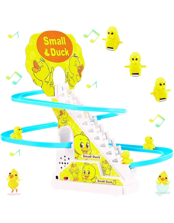 Small Duck Slide and Climbing Track Toy with Music & Lights